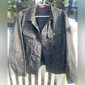 Supreme Black Patterned Denim Trucker Jacket - Men's